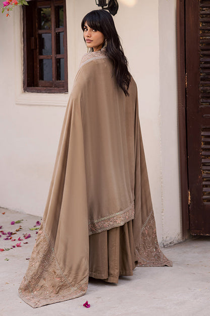 Nureh | Exclusive Leather Peach | NE-212 - Luxury Dress - available at Maria Faisal in UK and USA.