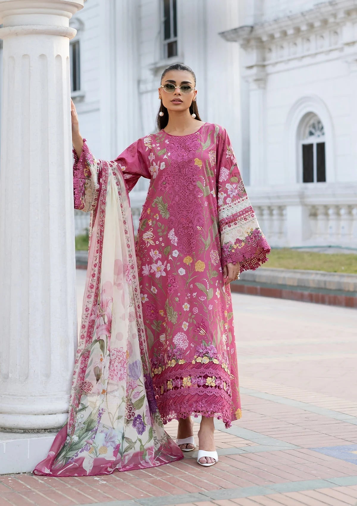 Elaf Premium | Signature Embroidered Lawn with Chiffon Collection 26 | ESG-5B DELILAH - Luxury Dress - available at Maria Faisal in UK and USA.