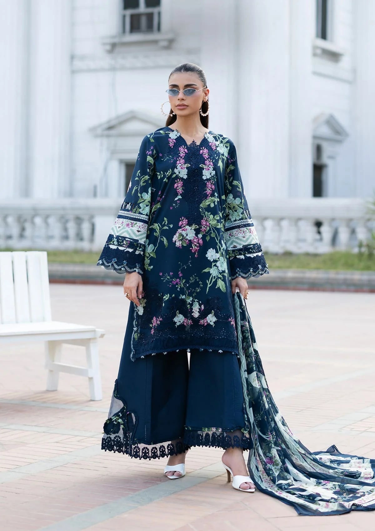 Elaf Premium | Signature Embroidered Lawn with Chiffon Collection 26 | ESG-3A MARIEL - Luxury Dress - available at Maria Faisal in UK and USA.