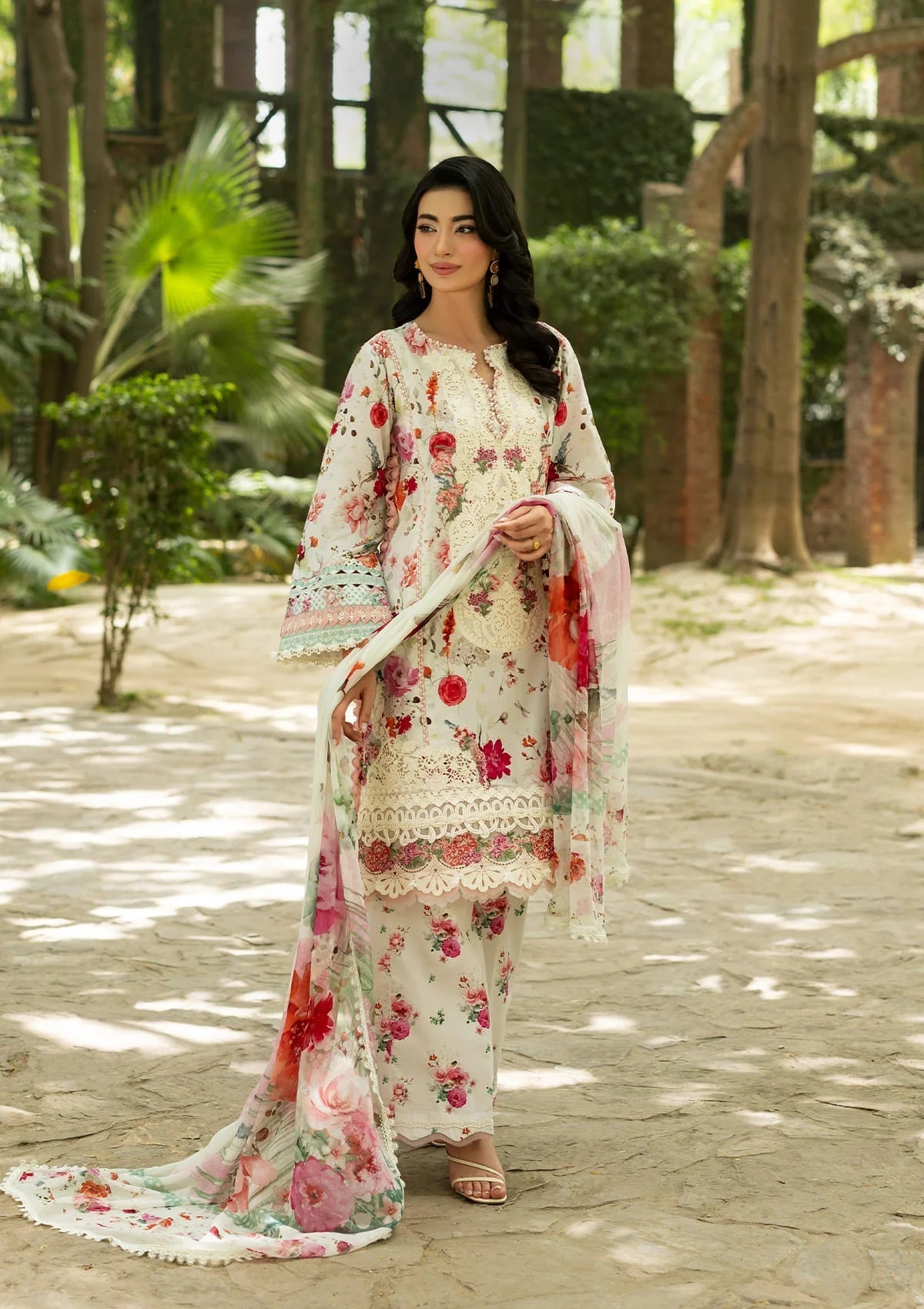 Elaf Premium | Signature Embroidered Lawn with Chiffon Collection 26 | ESG-4A CLAIRE - Luxury Dress - available at Maria Faisal in UK and USA.