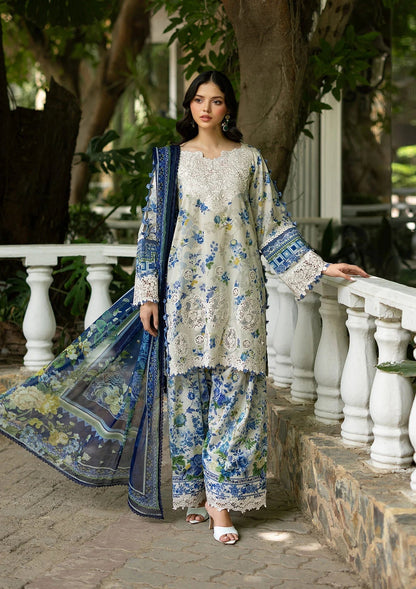 Elaf Premium | Signature Embroidered Lawn with Chiffon Collection 26 | ESG-8B CELINE - Luxury Dress - available at Maria Faisal in UK and USA.