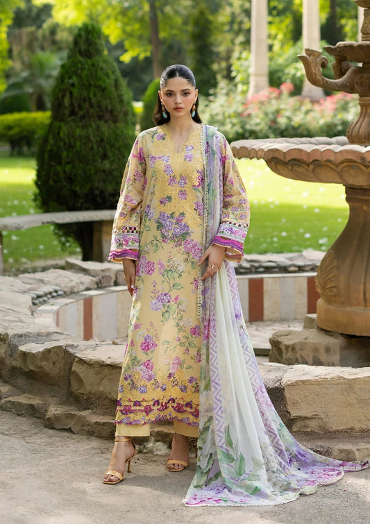 Elaf Premium | Signature Embroidered Lawn with Chiffon Collection 26 | ESG-7A STELLA - Luxury Dress - available at Maria Faisal in UK and USA.