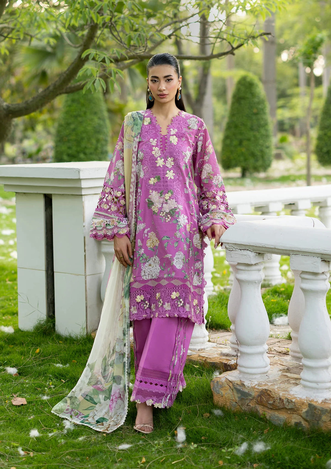Elaf Premium | Signature Embroidered Lawn with Chiffon Collection 26 | ESG-7B KIARA - Luxury Dress - available at Maria Faisal in UK and USA.