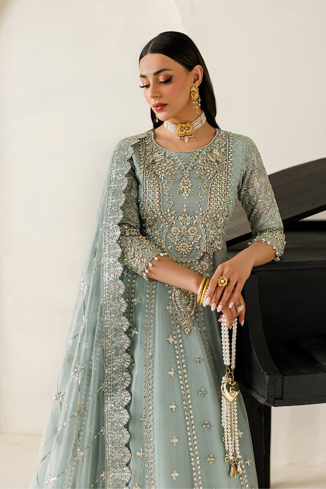 Alizeh | Aymal Luxury Bamber Chiffon | AF-BHM-4070-Sinoor - Formal Dress - available at Maria Faisal in UK and USA.