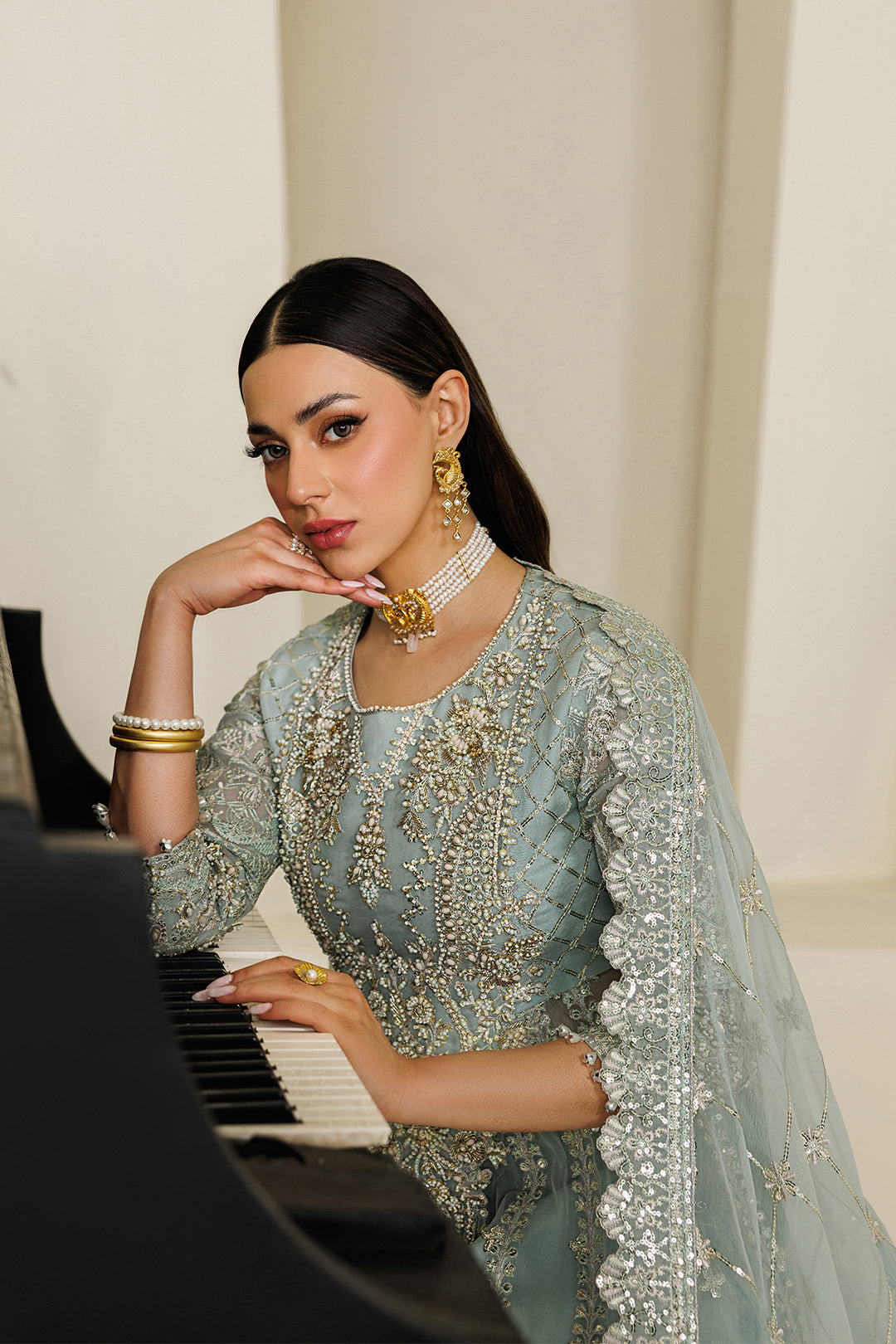 Alizeh | Aymal Luxury Bamber Chiffon | AF-BHM-4070-Sinoor - Formal Dress - available at Maria Faisal in UK and USA.