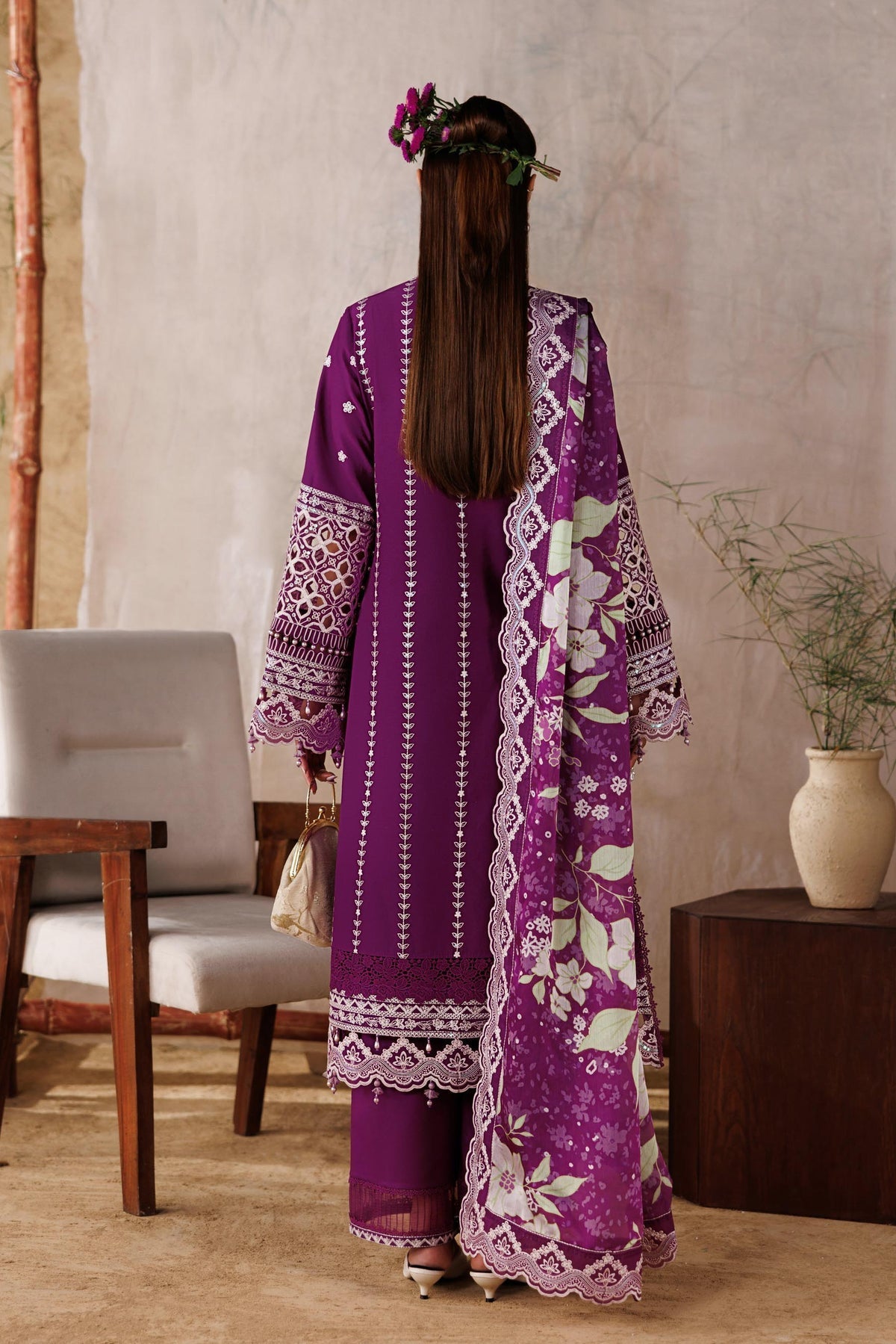 Akbar Aslam | Elea Lawn 26 | Tenebris - Luxury Dress - available at Maria Faisal in UK and USA.