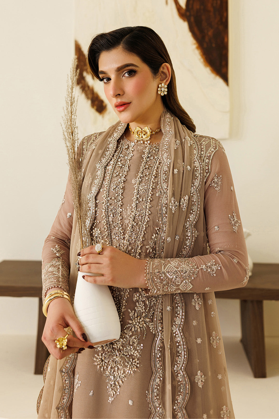 Alizeh | Aymal Luxury Bamber Chiffon | AF-BHM-4069-Dise - Formal Dress - available at Maria Faisal in UK and USA.
