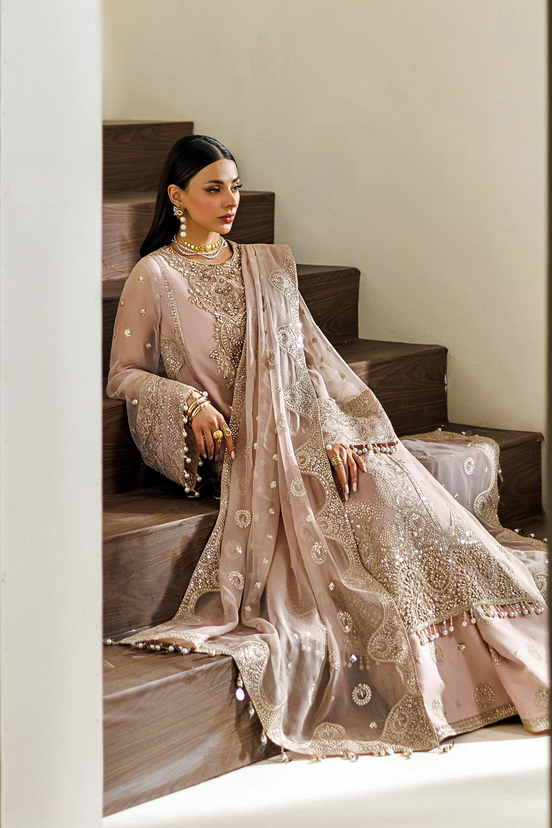 Alizeh | Aymal Luxury Bamber Chiffon | AF-BHM-4076-Reef - Formal Dress - available at Maria Faisal in UK and USA.