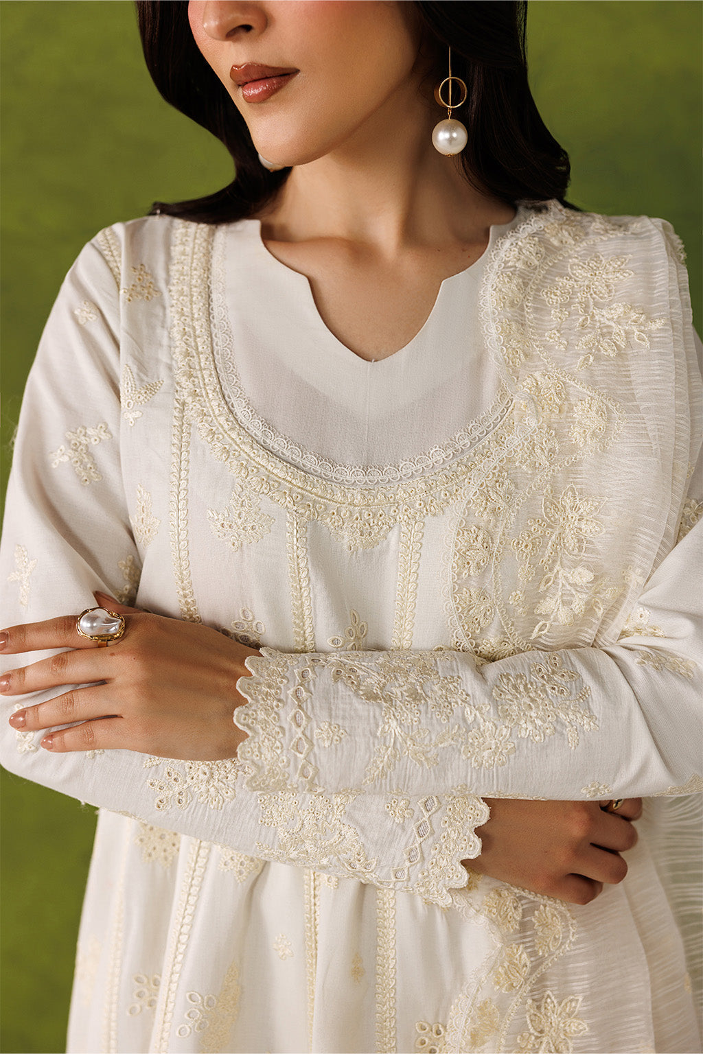 Emaan Adeel | Elevated Essentials 26 | IVORY EDIT - Luxury Dress - available at Maria Faisal in UK and USA.