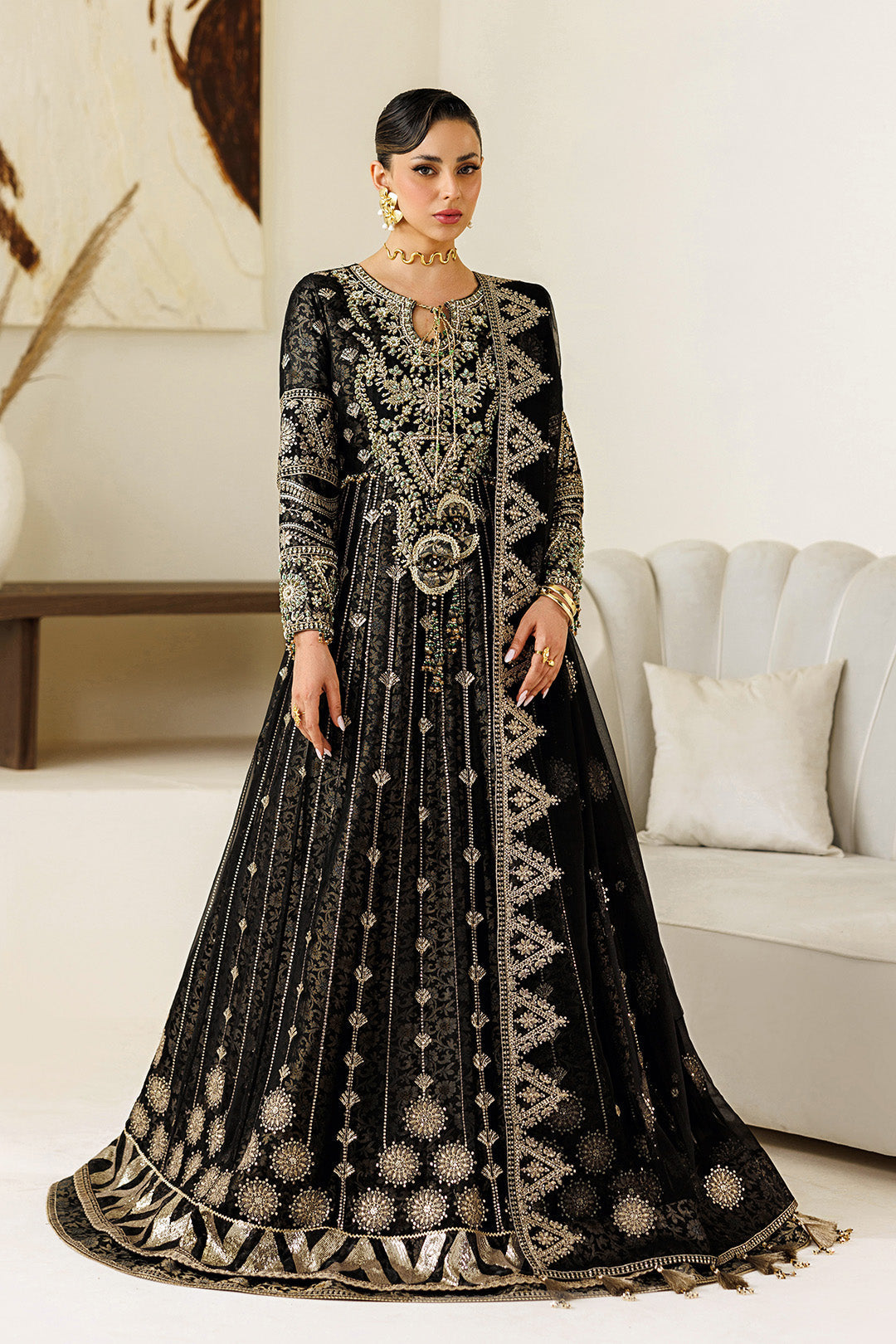 Alizeh | Aymal Luxury Bamber Chiffon | AF-BHM-4073-Blanc - Formal Dress - available at Maria Faisal in UK and USA.