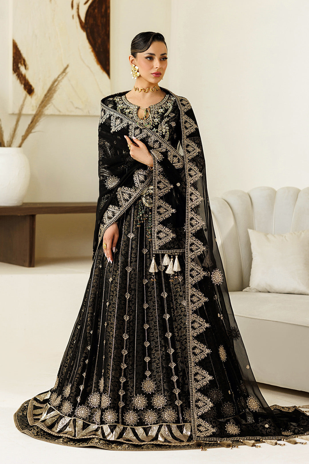 Alizeh | Aymal Luxury Bamber Chiffon | AF-BHM-4073-Blanc - Formal Dress - available at Maria Faisal in UK and USA.