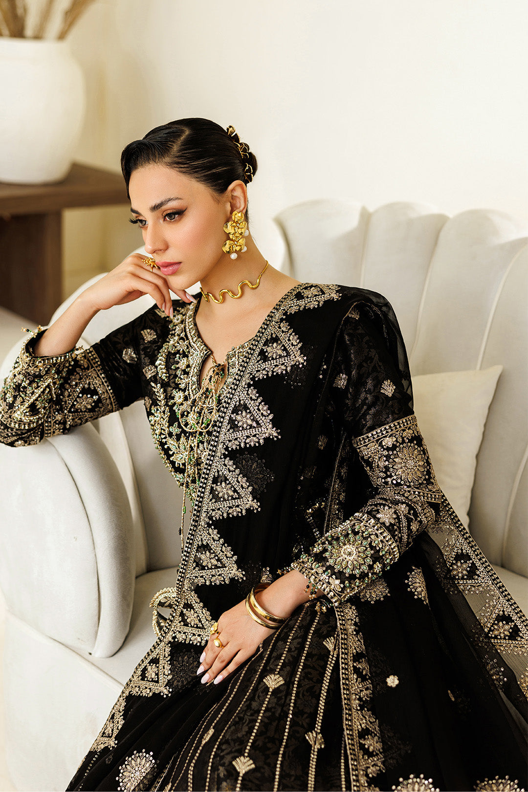 Alizeh | Aymal Luxury Bamber Chiffon | AF-BHM-4073-Blanc - Formal Dress - available at Maria Faisal in UK and USA.