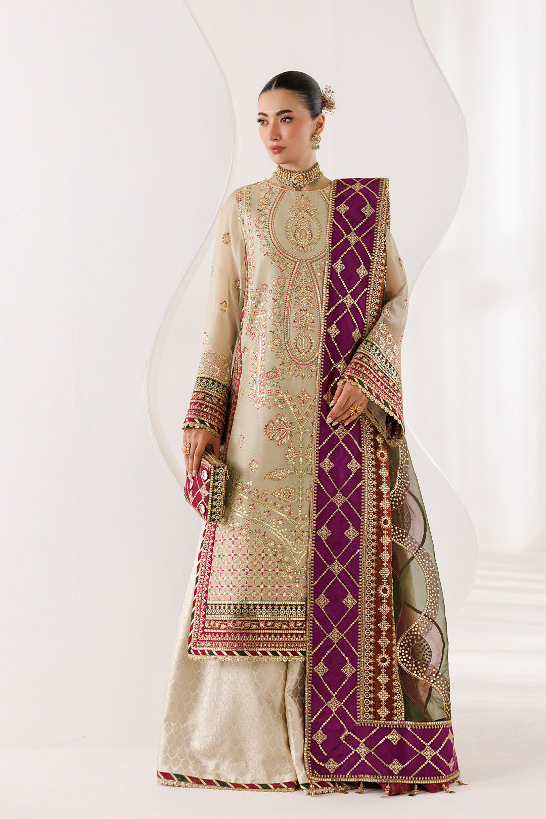 Alizeh | La Ruhe Formals | AF-CH-2264-Cew - Formal Dress - available at Maria Faisal in UK and USA.