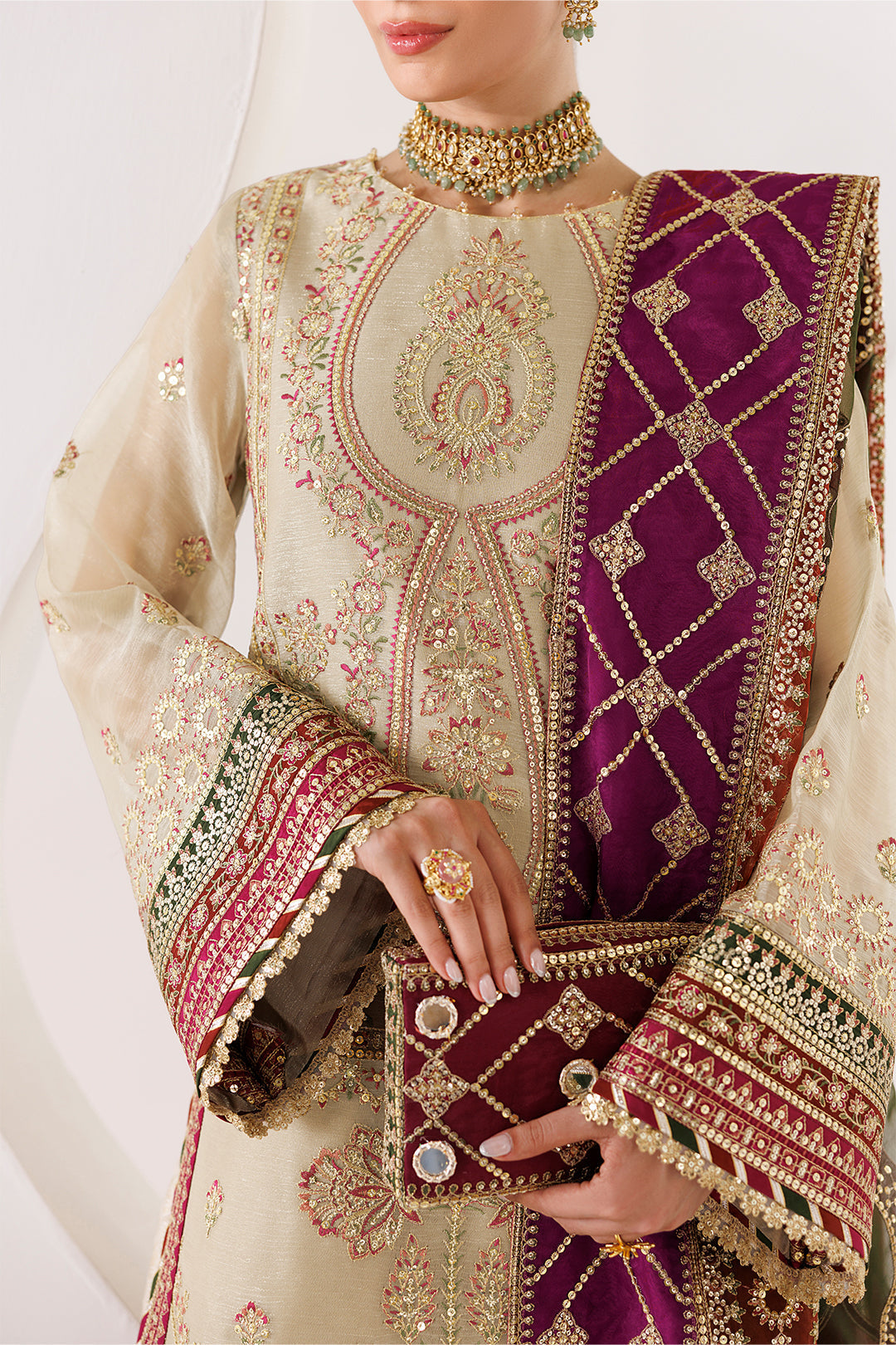 Alizeh | La Ruhe Formals | AF-CH-2264-Cew - Formal Dress - available at Maria Faisal in UK and USA.