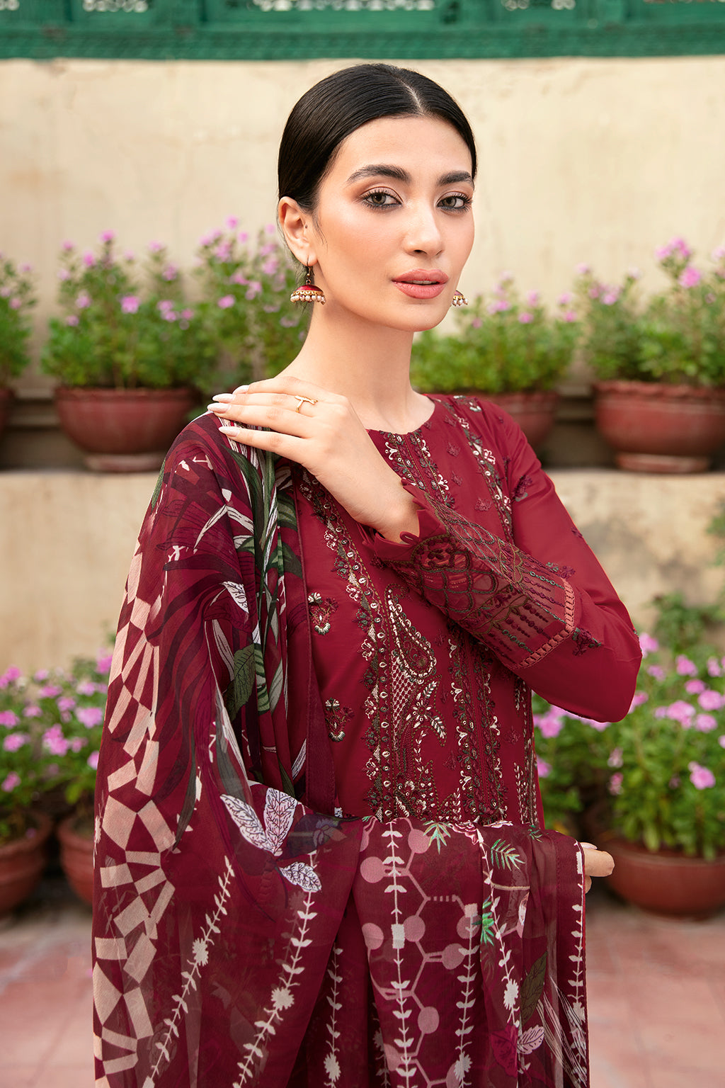 Ramsha | Mashaal Luxury Lawn | L-803 - Designer Dress with Intricate embroidery and embellishments. Shop elegent wedding dress at Maria Faisal.