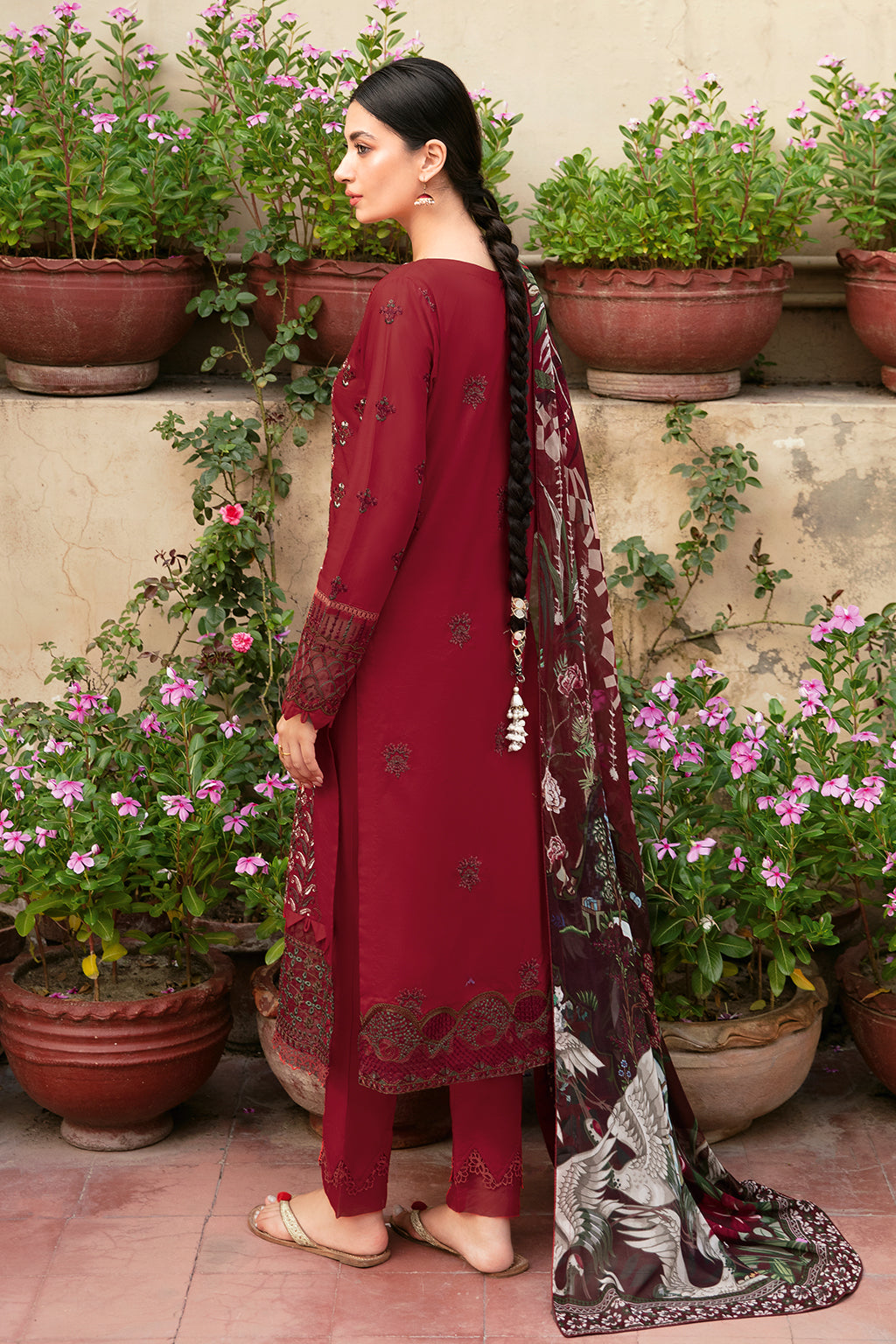 Ramsha | Mashaal Luxury Lawn | L-803 - Designer Dress with Intricate embroidery and embellishments. Shop elegent wedding dress at Maria Faisal.