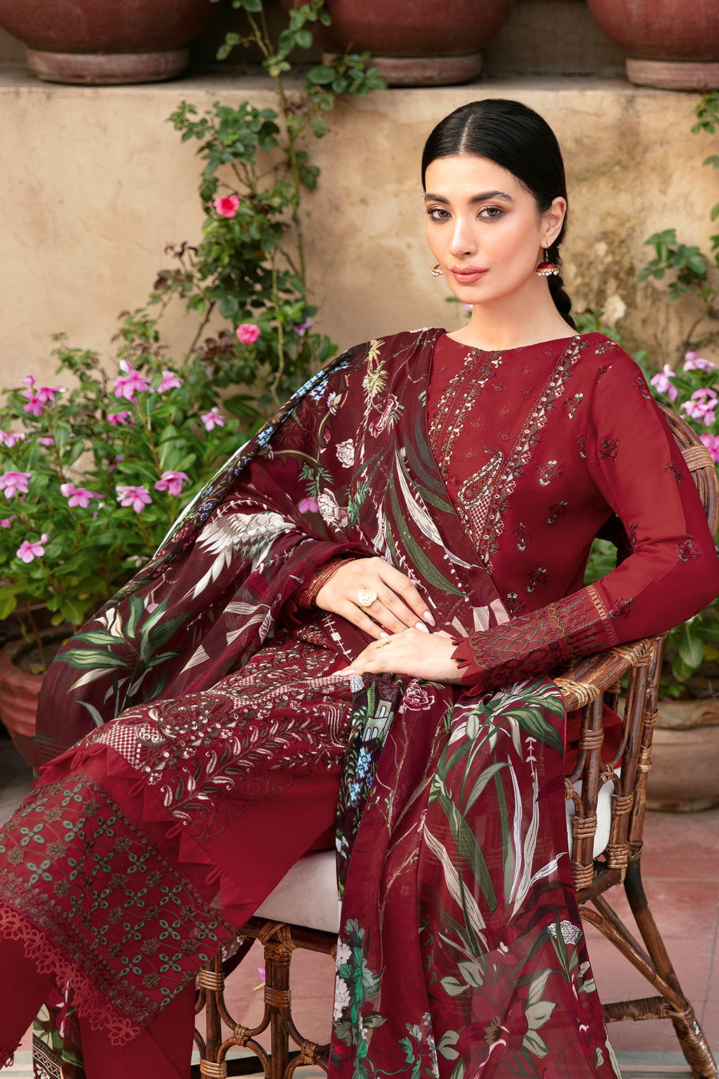 Ramsha | Mashaal Luxury Lawn | L-803 - Designer Dress with Intricate embroidery and embellishments. Shop elegent wedding dress at Maria Faisal.
