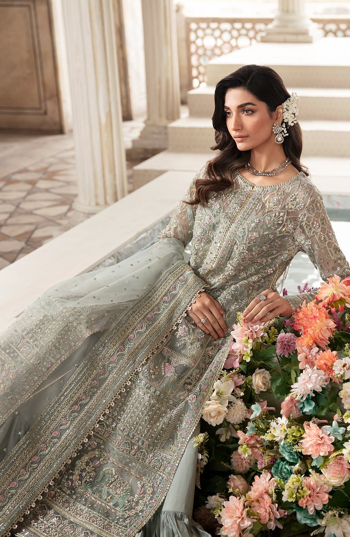 Zevk | Afsanah Wedding Formals | AKKS - Designer Dress with Intricate embroidery and embellishments. Shop elegent wedding dress at Maria Faisal.