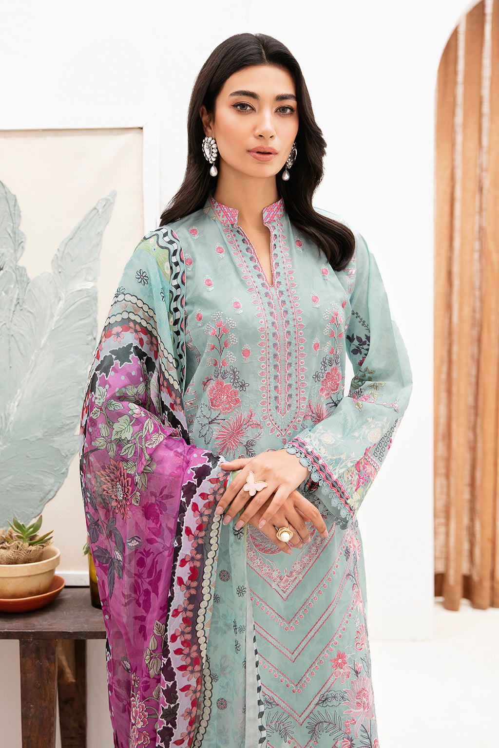 Ramsha | Mashaal Luxury Lawn | L-1110 - Designer Dress with Intricate embroidery and embellishments. Shop elegent wedding dress at Maria Faisal.