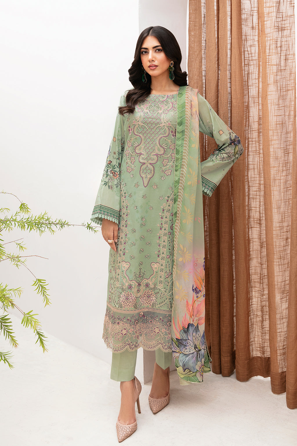 Ramsha | Mashaal Luxury Lawn | L-1101 - Designer Dress with Intricate embroidery and embellishments. Shop elegent wedding dress at Maria Faisal.