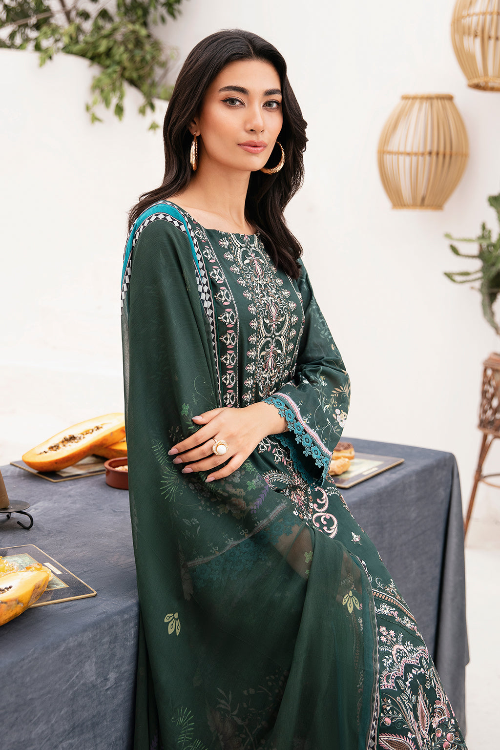 Ramsha | Mashaal Luxury Lawn | L-1109 - Designer Dress with Intricate embroidery and embellishments. Shop elegent wedding dress at Maria Faisal.