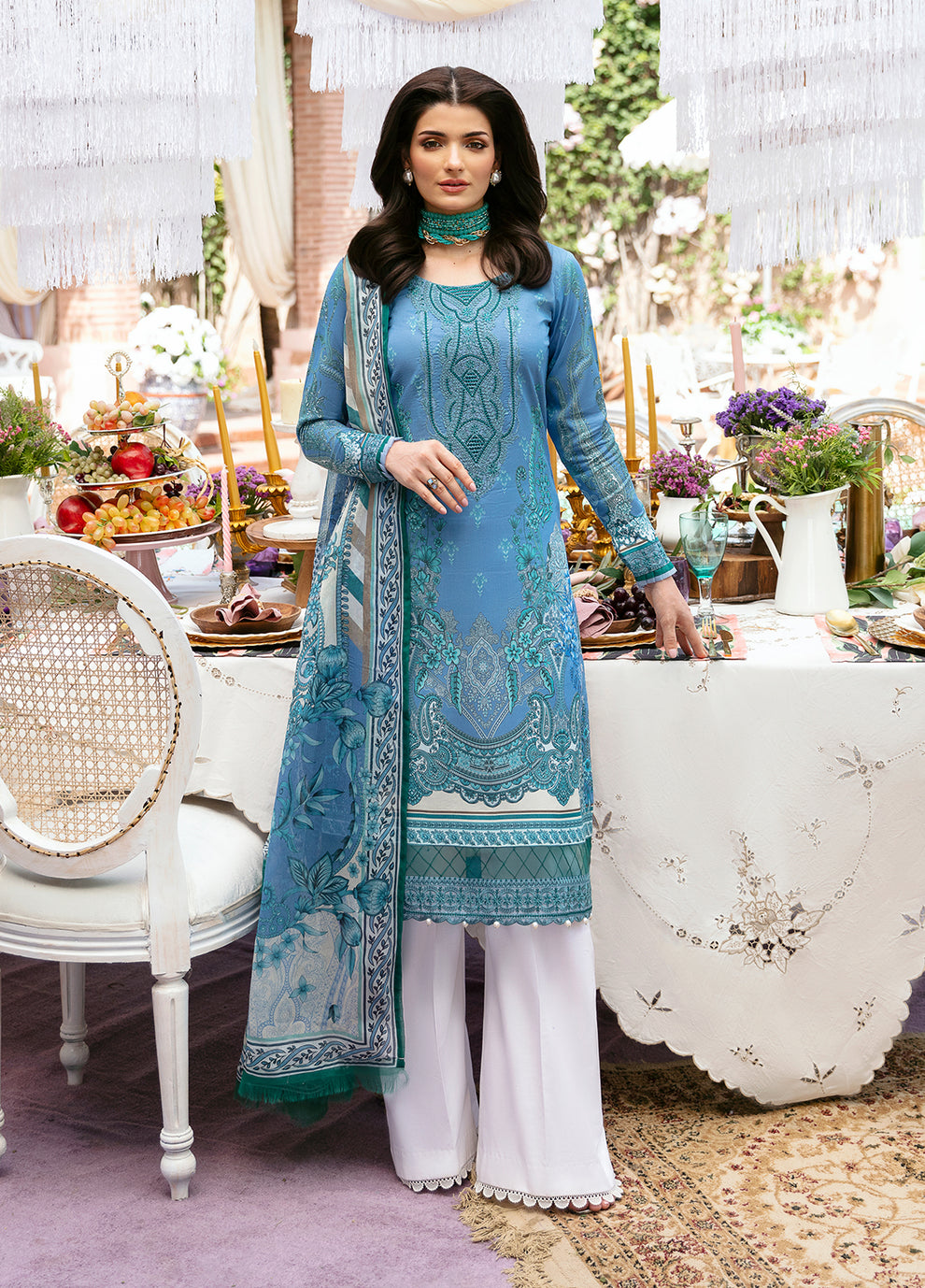 Gulaal | Summer Glow Lawn 24 | ELAINE (GL-L-24V3-07) - Designer Dress with Intricate embroidery and embellishments. Shop elegent wedding dress at Maria Faisal.