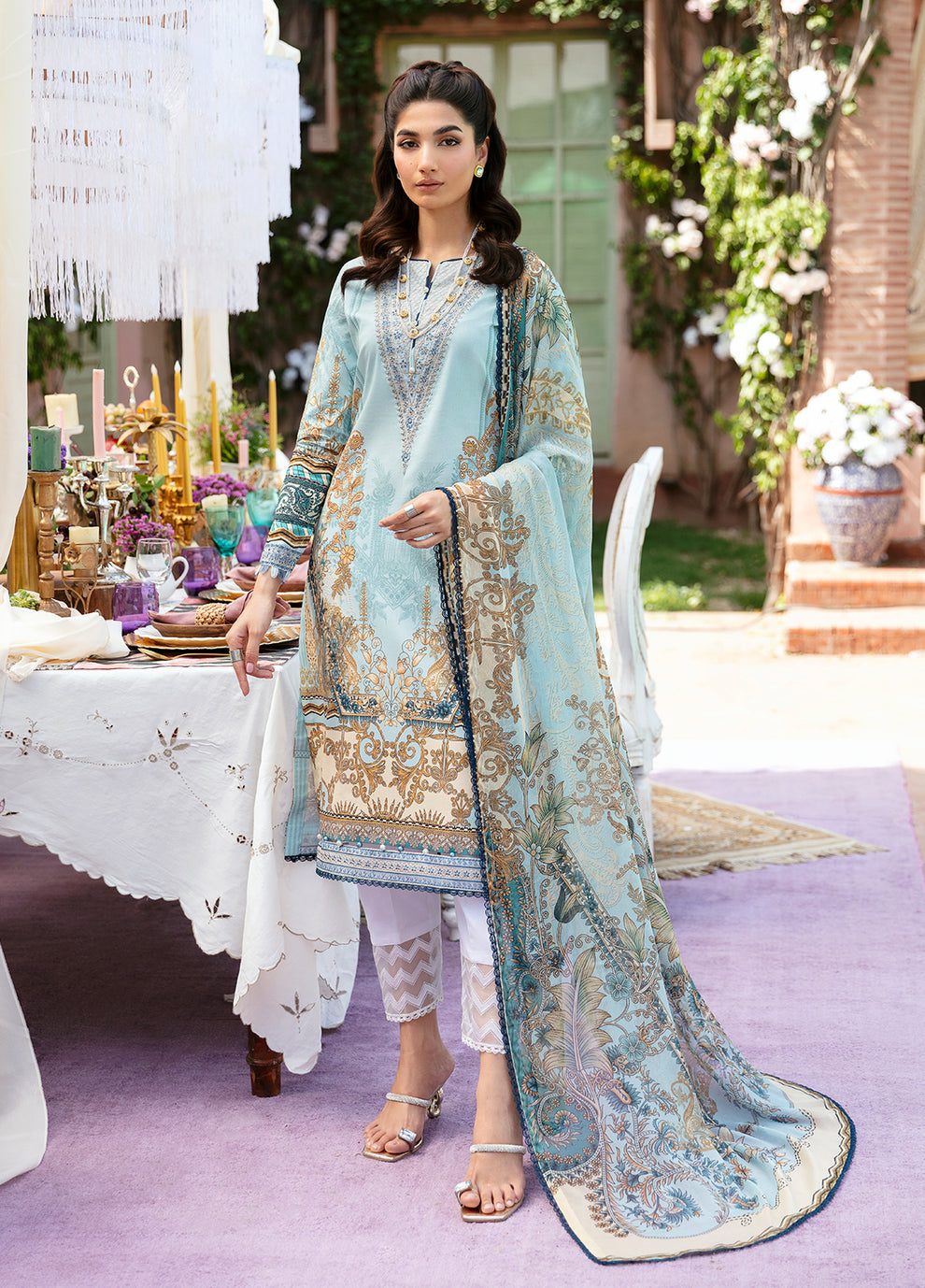 Gulaal | Summer Glow Lawn 24 | AMAYRAH (GL-L-24V3-02) - Designer Dress with Intricate embroidery and embellishments. Shop elegent wedding dress at Maria Faisal.
