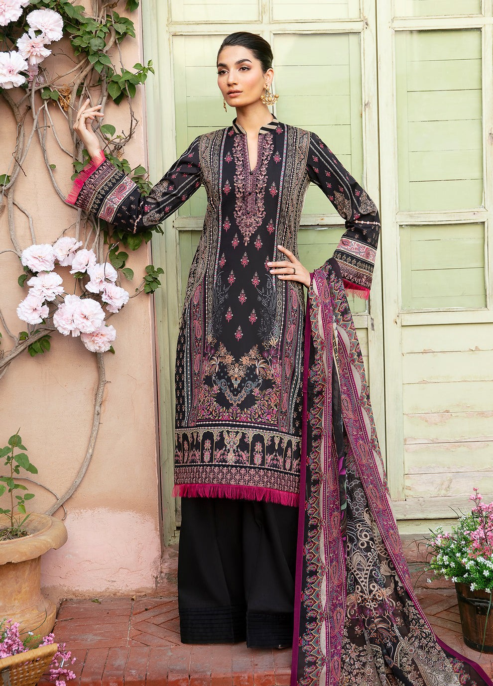Gulaal | Summer Glow Lawn 24 | ANDREA (GL-L-24V3-06) - Designer Dress with Intricate embroidery and embellishments. Shop elegent wedding dress at Maria Faisal.