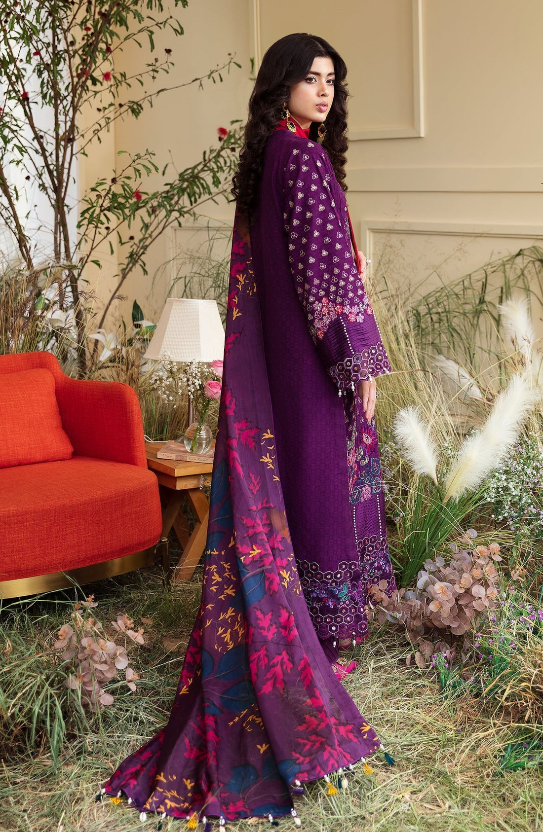 Zevk | Flora Festive Lawn | FUCHSIA