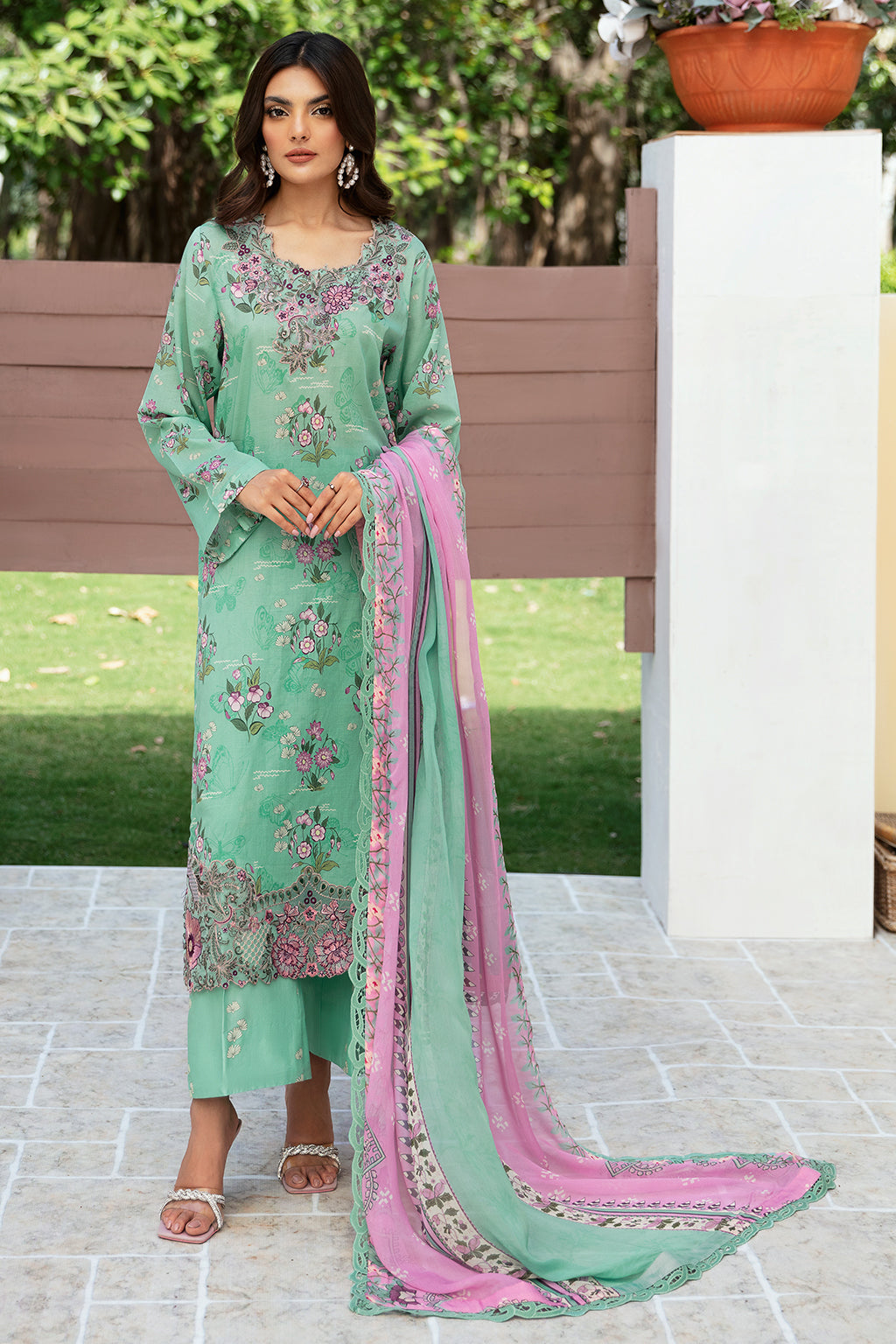Ramsha | Rangrez Lawn Collection | N-510 - Designer Dress with Intricate embroidery and embellishments. Shop elegent wedding dress at Maria Faisal.