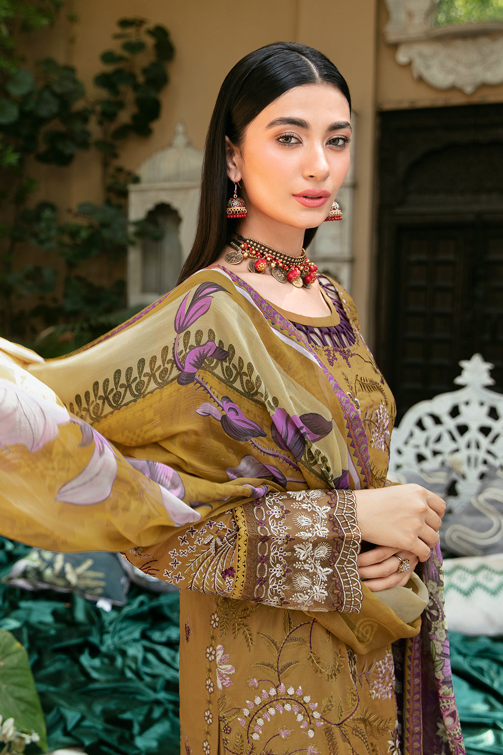 Ramsha | Mashaal Luxury Lawn | L-808 - Designer Dress with Intricate embroidery and embellishments. Shop elegent wedding dress at Maria Faisal.