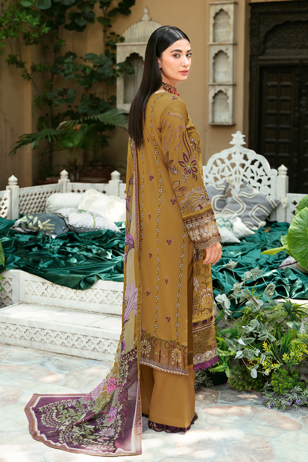 Ramsha | Mashaal Luxury Lawn | L-808 - Designer Dress with Intricate embroidery and embellishments. Shop elegent wedding dress at Maria Faisal.