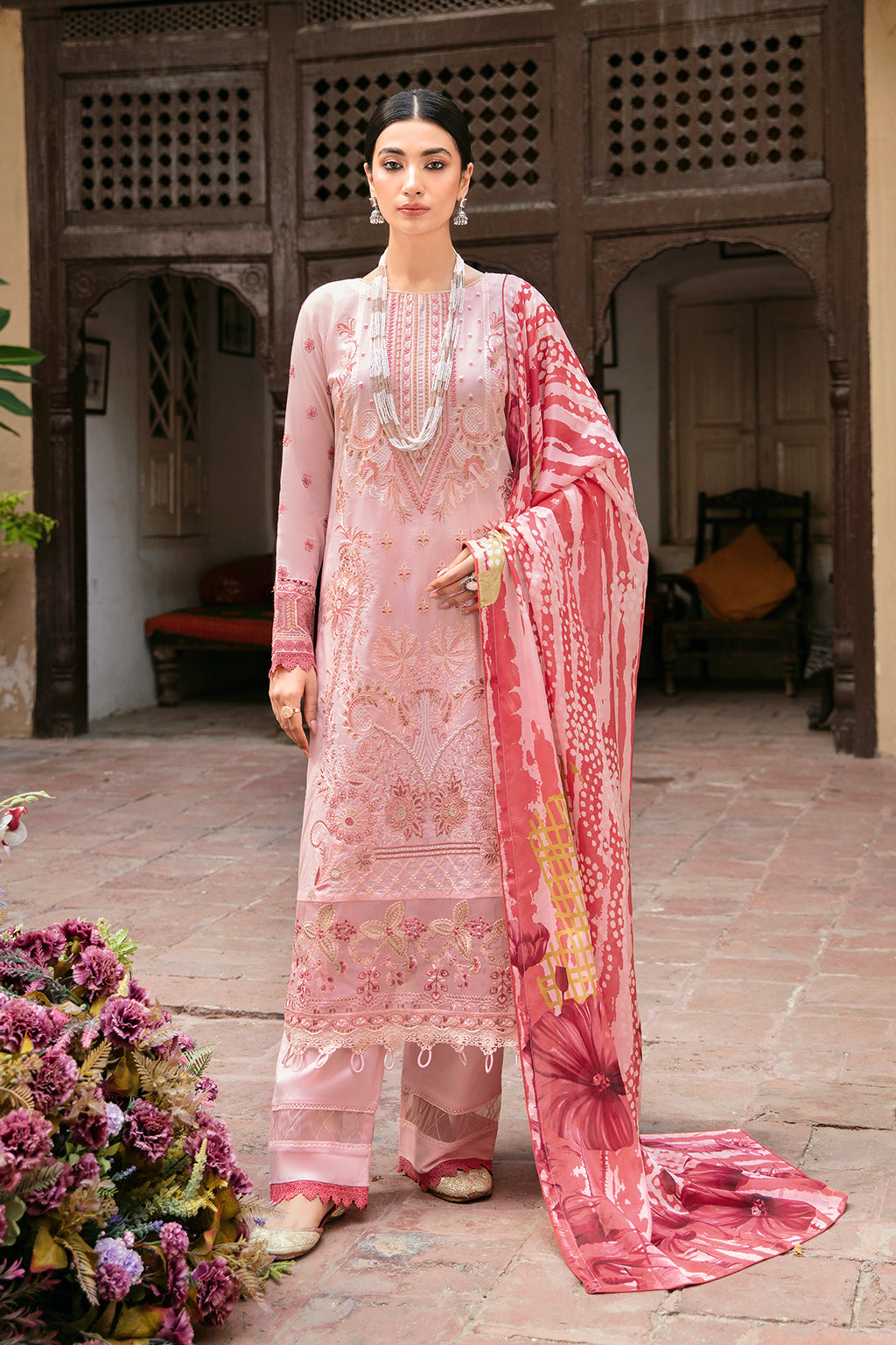 Ramsha | Mashaal Luxury Lawn | L-806 - Designer Dress with Intricate embroidery and embellishments. Shop elegent wedding dress at Maria Faisal.