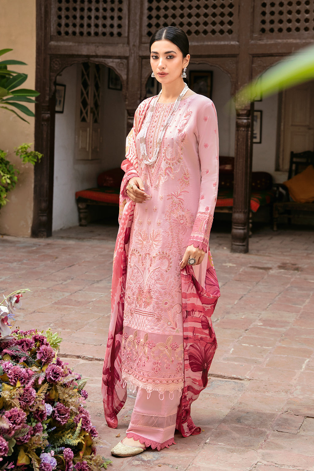 Ramsha | Mashaal Luxury Lawn | L-806 - Designer Dress with Intricate embroidery and embellishments. Shop elegent wedding dress at Maria Faisal.