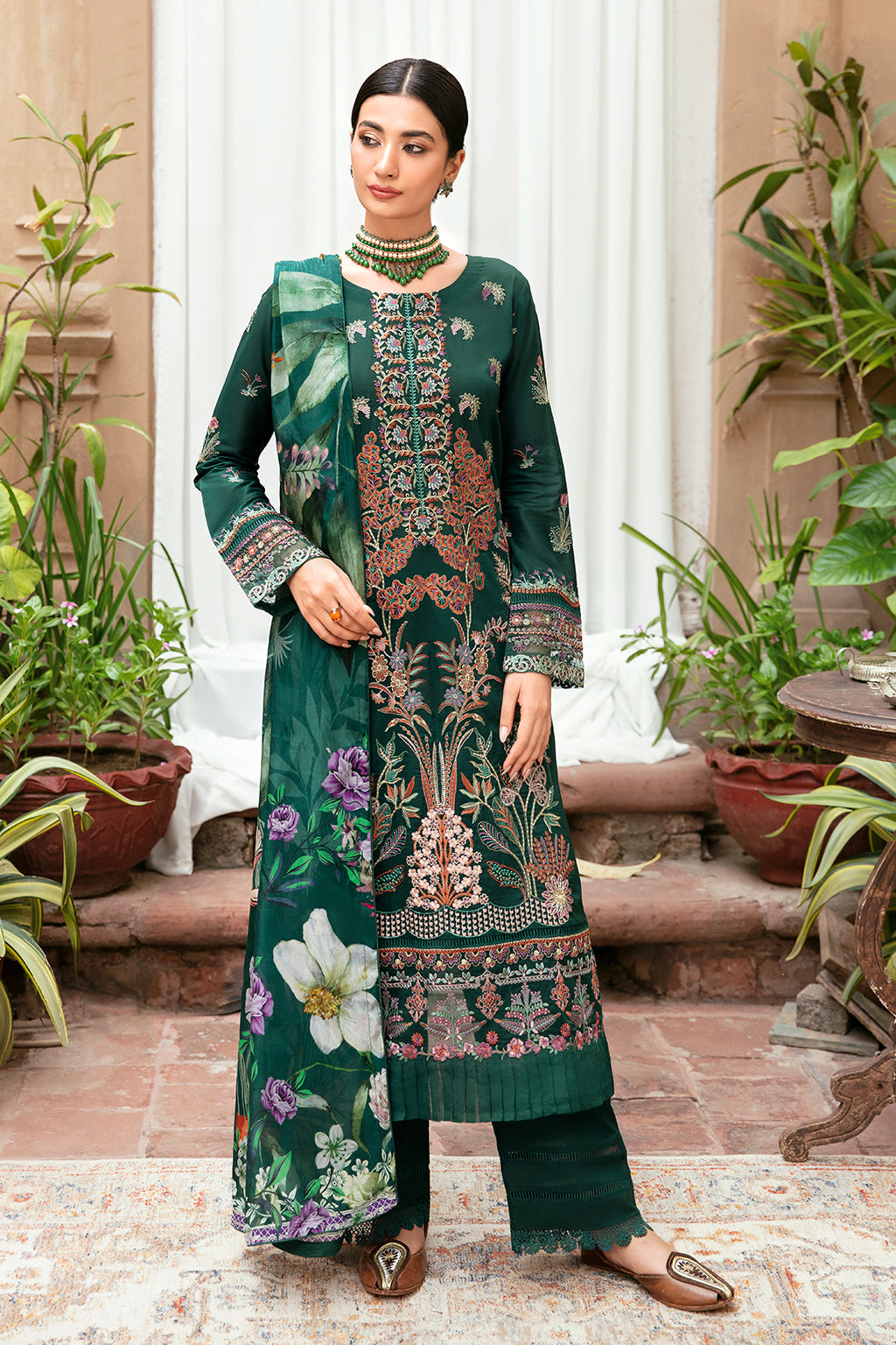 Ramsha | Mashaal Luxury Lawn | L-801 - Designer Dress with Intricate embroidery and embellishments. Shop elegent wedding dress at Maria Faisal.