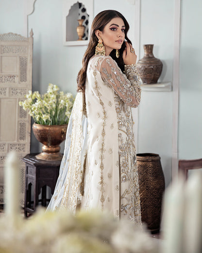 Gulaal | Wedding Formals | Mehr Embroidered Net 3-Piece Suit WS-19 - Designer Dress with Intricate embroidery and embellishments. Shop elegent wedding dress at Maria Faisal.