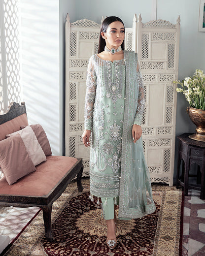 Gulaal | Wedding Formals | Zeba Embroidered Net 3-Piece Suit WS-21 - Designer Dress with Intricate embroidery and embellishments. Shop elegent wedding dress at Maria Faisal.
