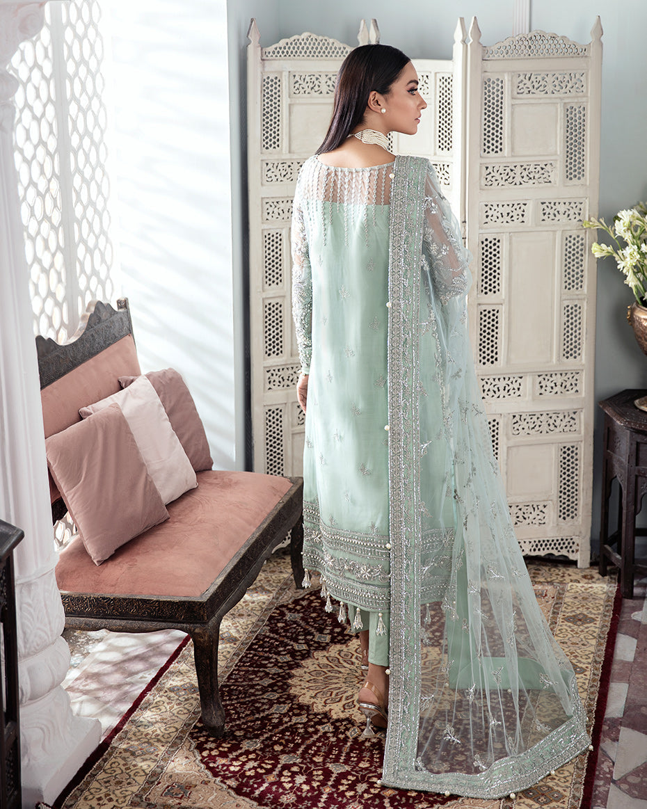 Gulaal | Wedding Formals | Zeba Embroidered Net 3-Piece Suit WS-21 - Designer Dress with Intricate embroidery and embellishments. Shop elegent wedding dress at Maria Faisal.