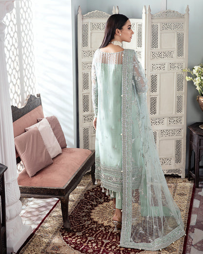 Gulaal | Wedding Formals | Zeba Embroidered Net 3-Piece Suit WS-21 - Designer Dress with Intricate embroidery and embellishments. Shop elegent wedding dress at Maria Faisal.