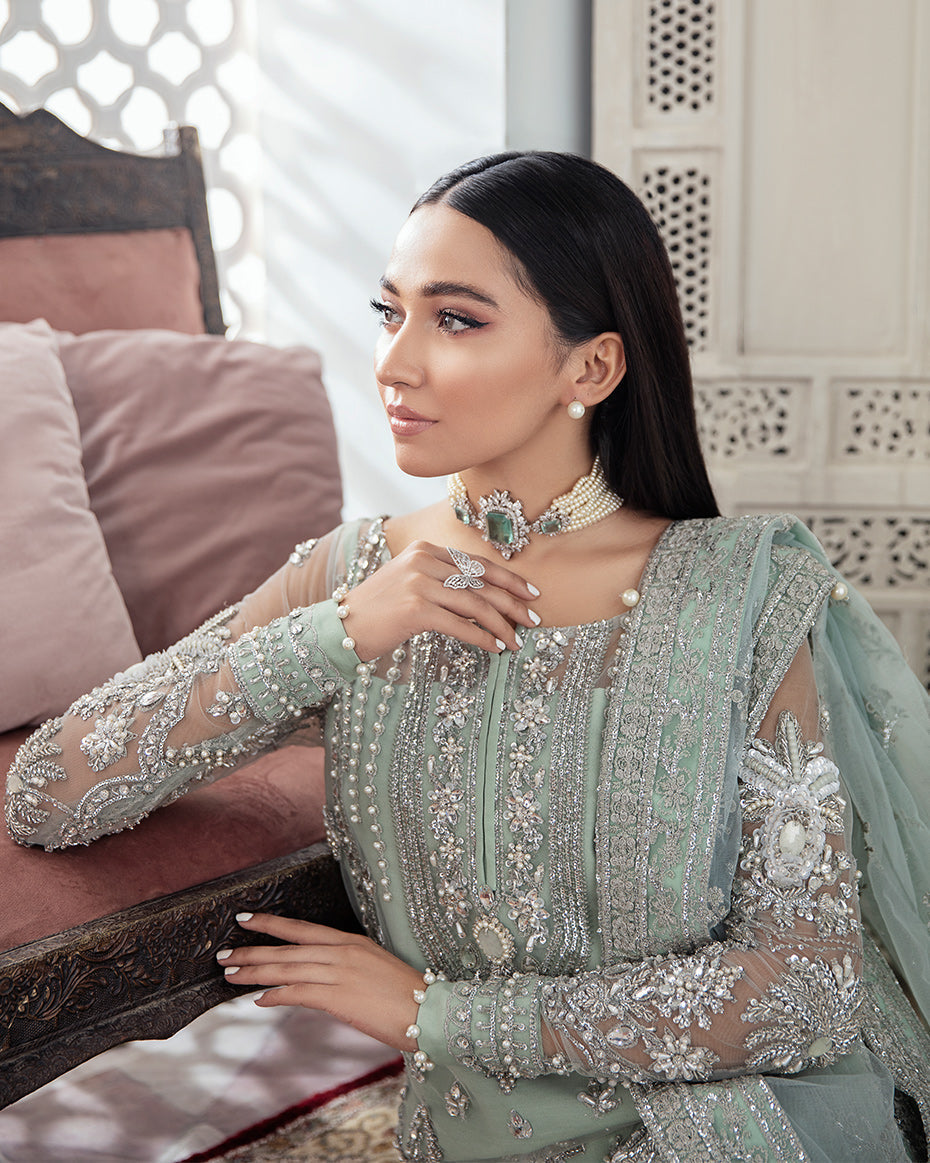 Gulaal | Wedding Formals | Zeba Embroidered Net 3-Piece Suit WS-21 - Designer Dress with Intricate embroidery and embellishments. Shop elegent wedding dress at Maria Faisal.