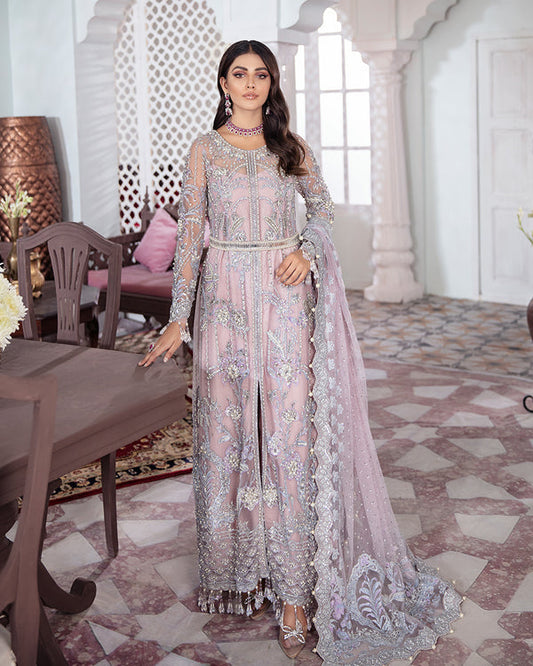 Gulaal | Wedding Formals | NAAZ EMBROIDERED NET 3-PIECE SUIT WS-09 - Designer Dress with Intricate embroidery and embellishments. Shop elegent wedding dress at Maria Faisal.