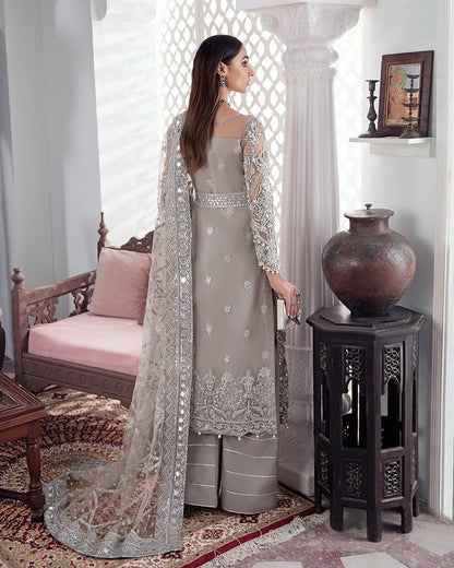 Gulaal | Wedding Formals | Gulnoor Embroidered Net 3-Piece Suit WS-18 - Designer Dress with Intricate embroidery and embellishments. Shop elegent wedding dress at Maria Faisal.