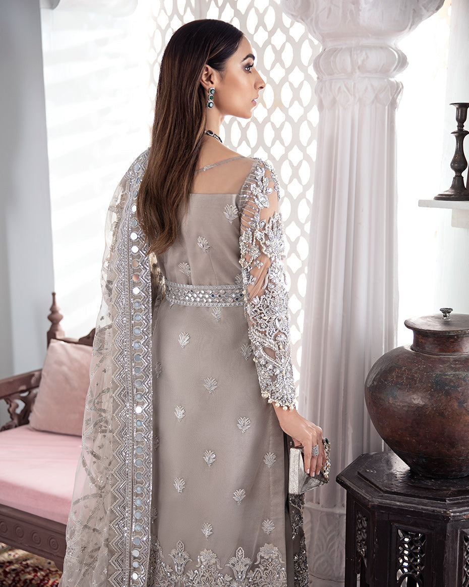 Gulaal | Wedding Formals | Gulnoor Embroidered Net 3-Piece Suit WS-18 - Designer Dress with Intricate embroidery and embellishments. Shop elegent wedding dress at Maria Faisal.