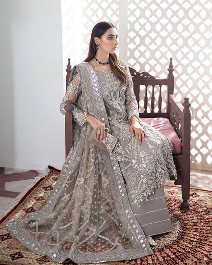 Gulaal | Wedding Formals | Gulnoor Embroidered Net 3-Piece Suit WS-18 - Designer Dress with Intricate embroidery and embellishments. Shop elegent wedding dress at Maria Faisal.