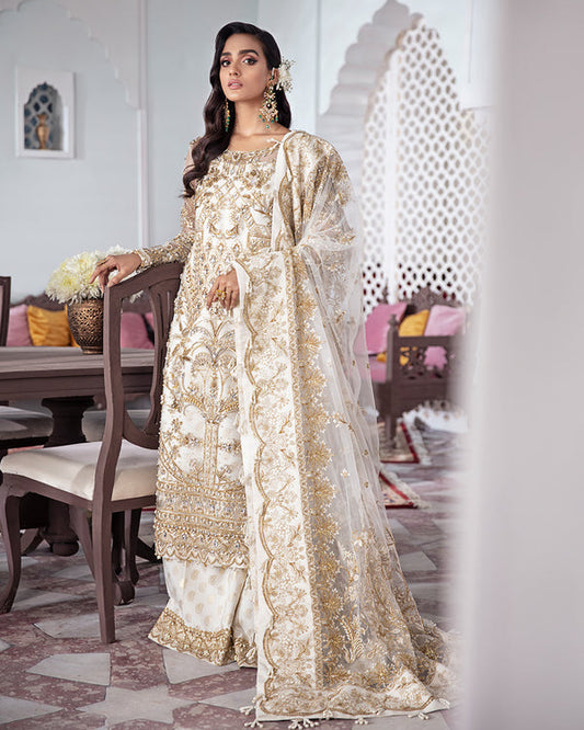 Gulaal | Wedding Formals | Shehnaz Embroidered Net 3-Piece Suit WS-11 - Designer Dress with Intricate embroidery and embellishments. Shop elegent wedding dress at Maria Faisal.