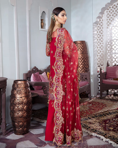 Gulaal | Wedding Formals | Tamanah Embroidered Net 3-Piece Suit WS-12 - Designer Dress with Intricate embroidery and embellishments. Shop elegent wedding dress at Maria Faisal.