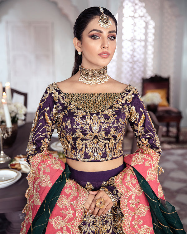 Gulaal | Wedding Formals | KEHKSHAN EMBROIDERED NET 3-PIECE SUIT WS-14 - Designer Dress with Intricate embroidery and embellishments. Shop elegent wedding dress at Maria Faisal.