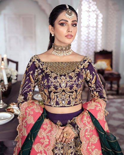 Gulaal | Wedding Formals | KEHKSHAN EMBROIDERED NET 3-PIECE SUIT WS-14 - Designer Dress with Intricate embroidery and embellishments. Shop elegent wedding dress at Maria Faisal.