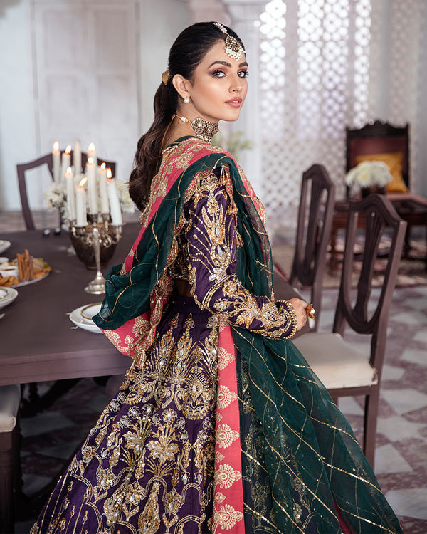 Gulaal | Wedding Formals | KEHKSHAN EMBROIDERED NET 3-PIECE SUIT WS-14 - Designer Dress with Intricate embroidery and embellishments. Shop elegent wedding dress at Maria Faisal.