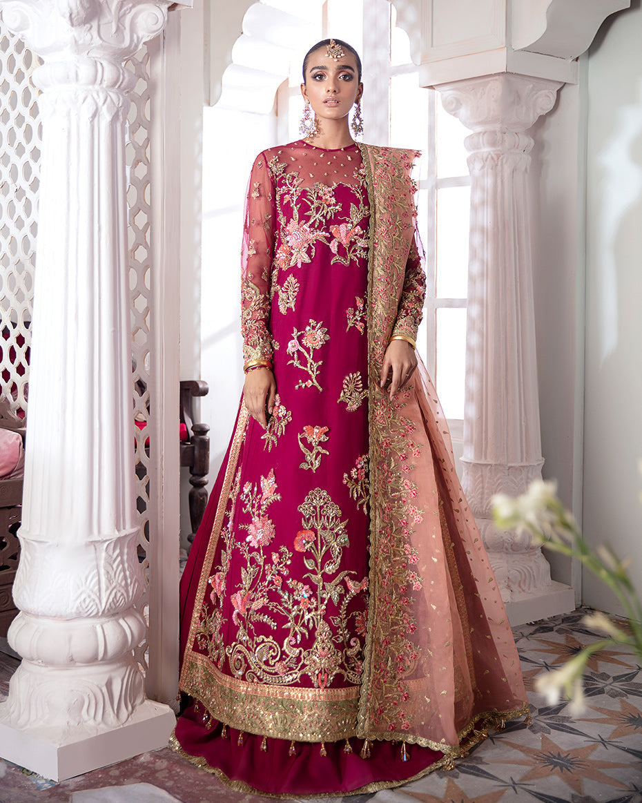 Gulaal | Wedding Formals | CHAMELI EMBROIDERED NET 3-PIECE SUIT WS-10 - Designer Dress with Intricate embroidery and embellishments. Shop elegent wedding dress at Maria Faisal.
